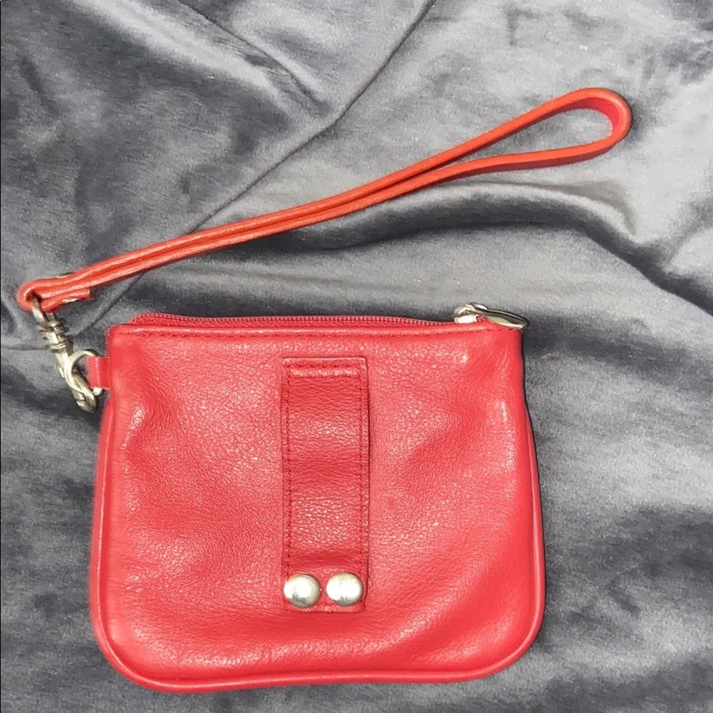 Red Leather Studded Women's Wristlet Belt Bag